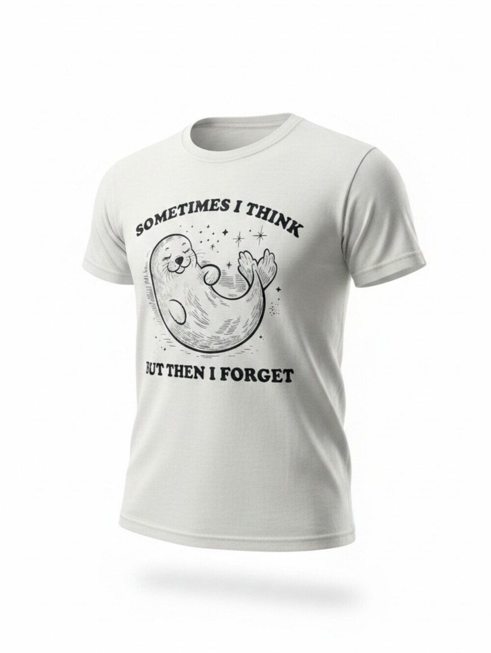Sometimes I Think But Then I Forget Graphic T-Shirt - White/Blue, Size M, New